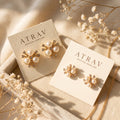 Rose Gold-Tone Bow Pearl Cherry Drop Earrings for Women