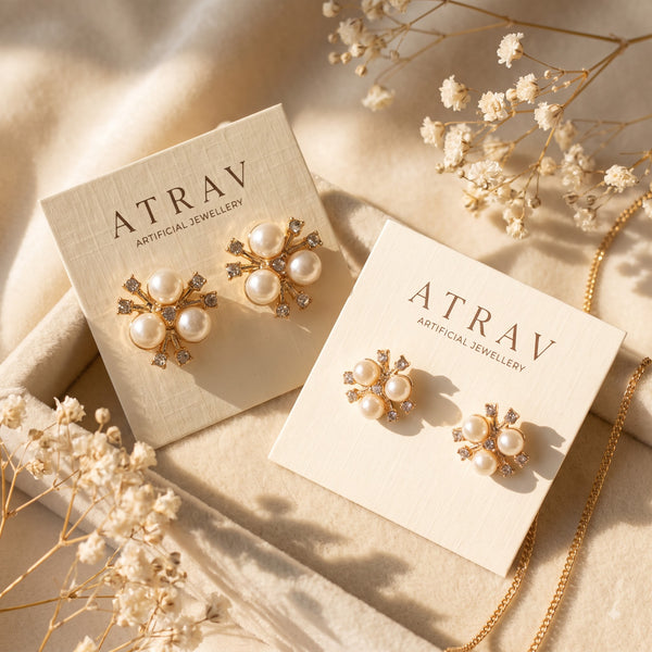 Rose Gold-Tone Bow Pearl Cherry Drop Earrings for Women
