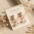 Gold-Tone Crystal Bow Stud Earrings for Women