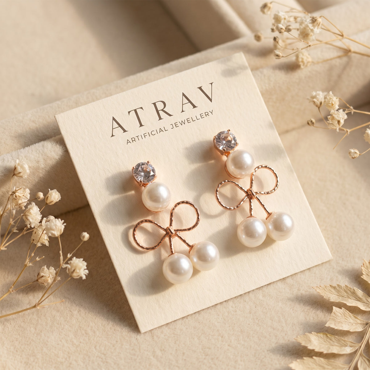 Gold-Tone Crystal Bow Stud Earrings for Women