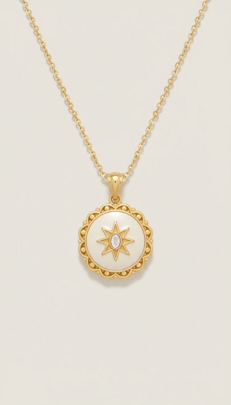 Ivory Enamel Pendant Necklace
