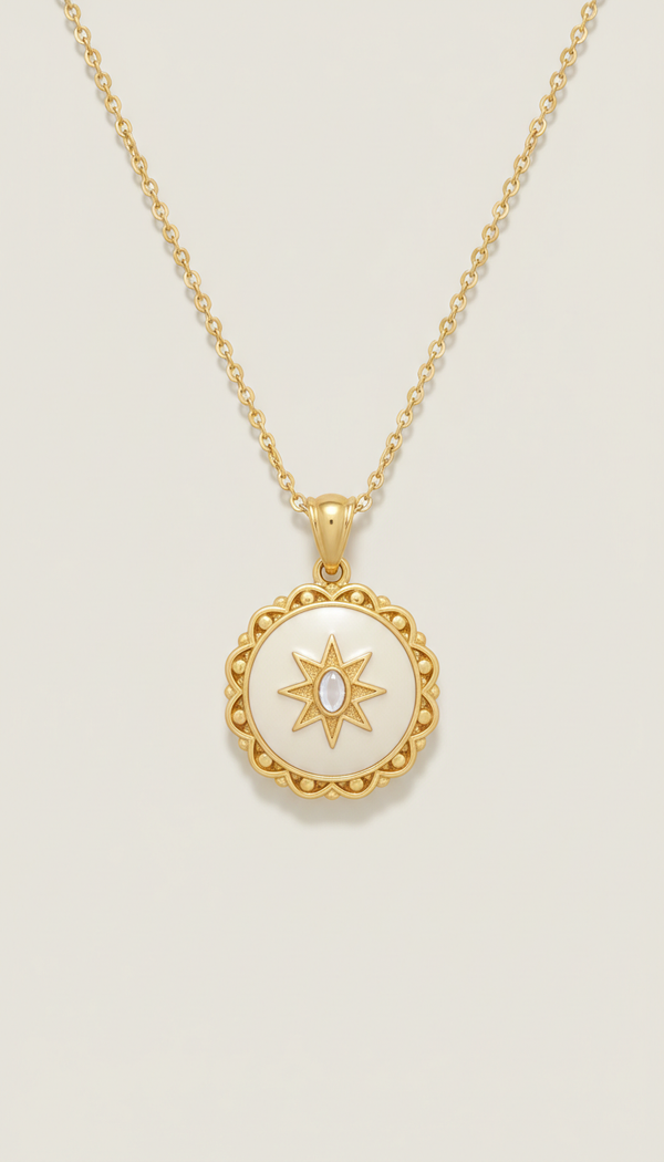 Ivory Enamel Pendant Necklace
