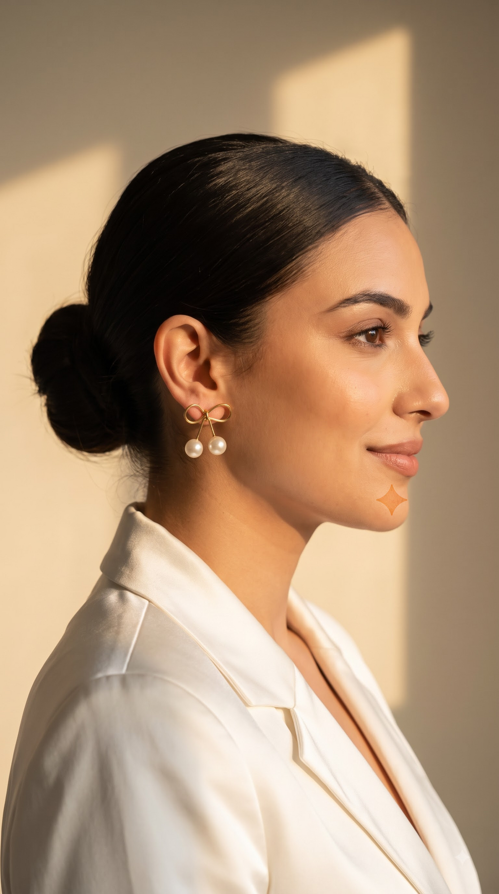 Elegant Gold Bow Faux Pearl Stud Earrings for Women