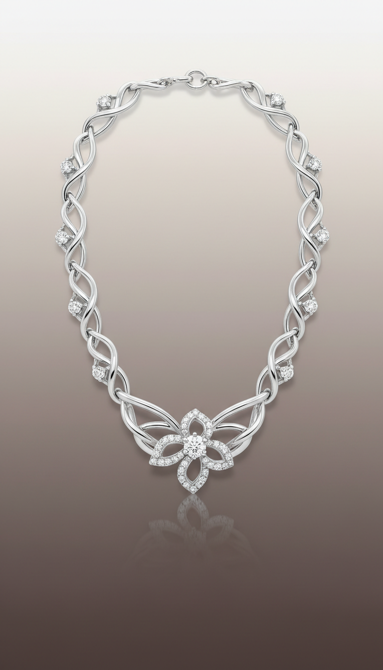 White Gold Style Necklace