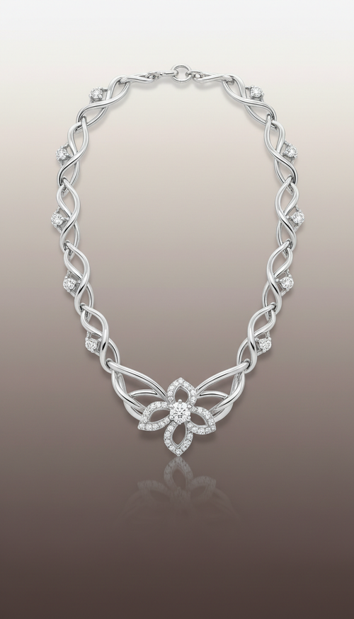 White Gold Style Necklace