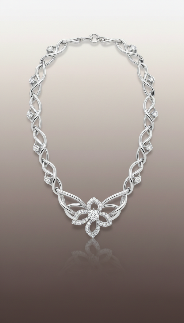 White Gold Style Necklace