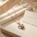 Rose Gold-Tone Crystal Heart Pendant Necklace for Women