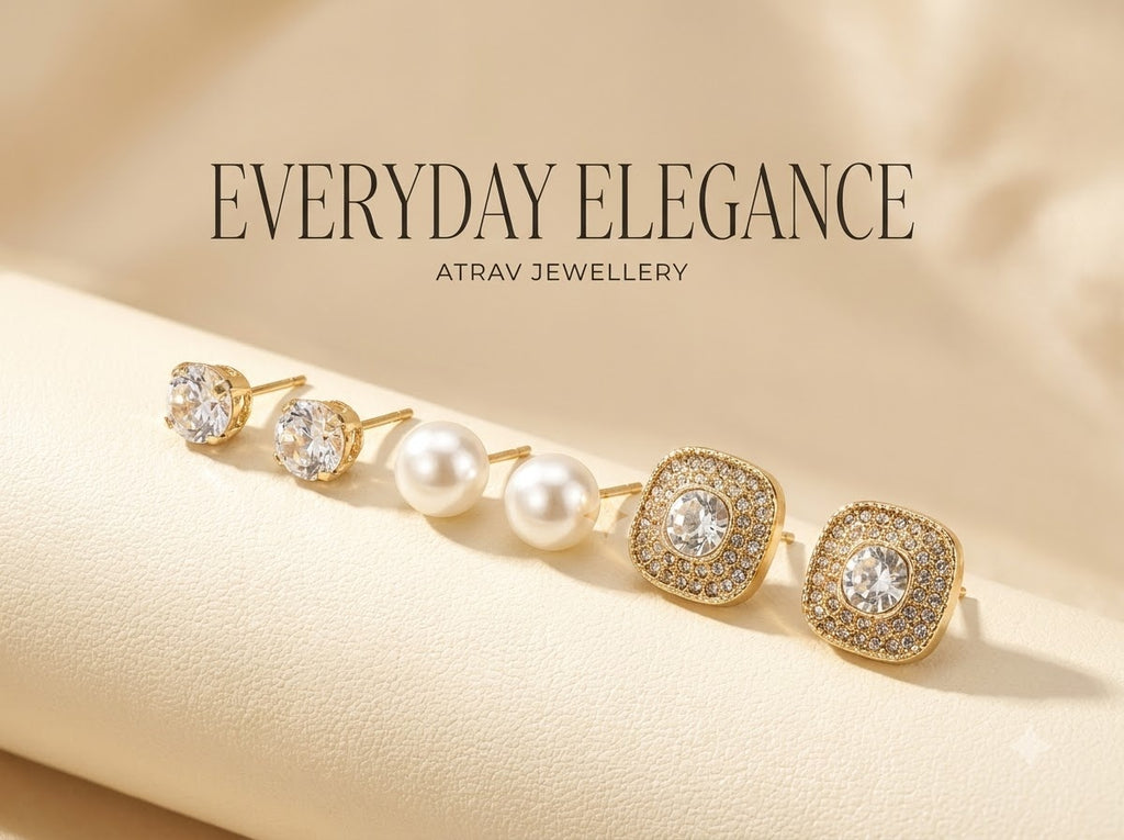 3-Pair Crystal & Pearl Stud Earrings Set for Women