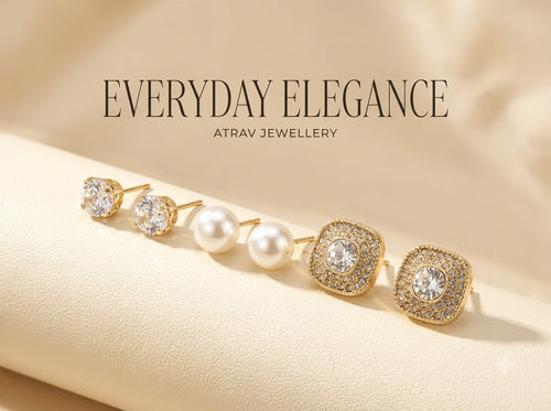 3-Pair Crystal & Pearl Stud Earrings Set for Women